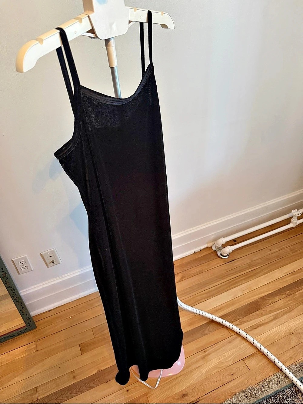 Long Black Velvet Slip Dress 90s Vintage Style